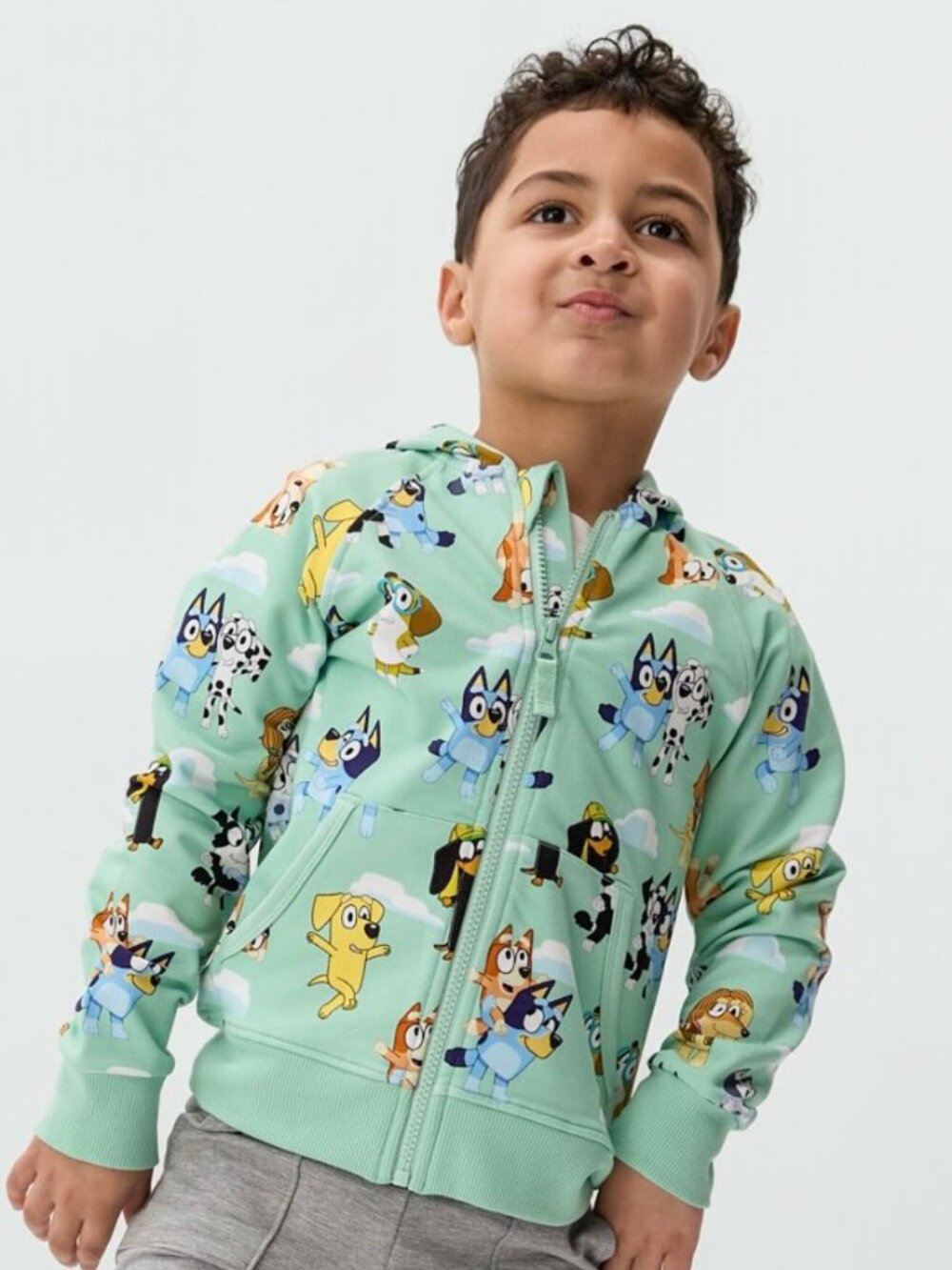 Little Sleepies Kids Bluey Friends Raglan Zip Up Hoodie Green Size 4T NWT